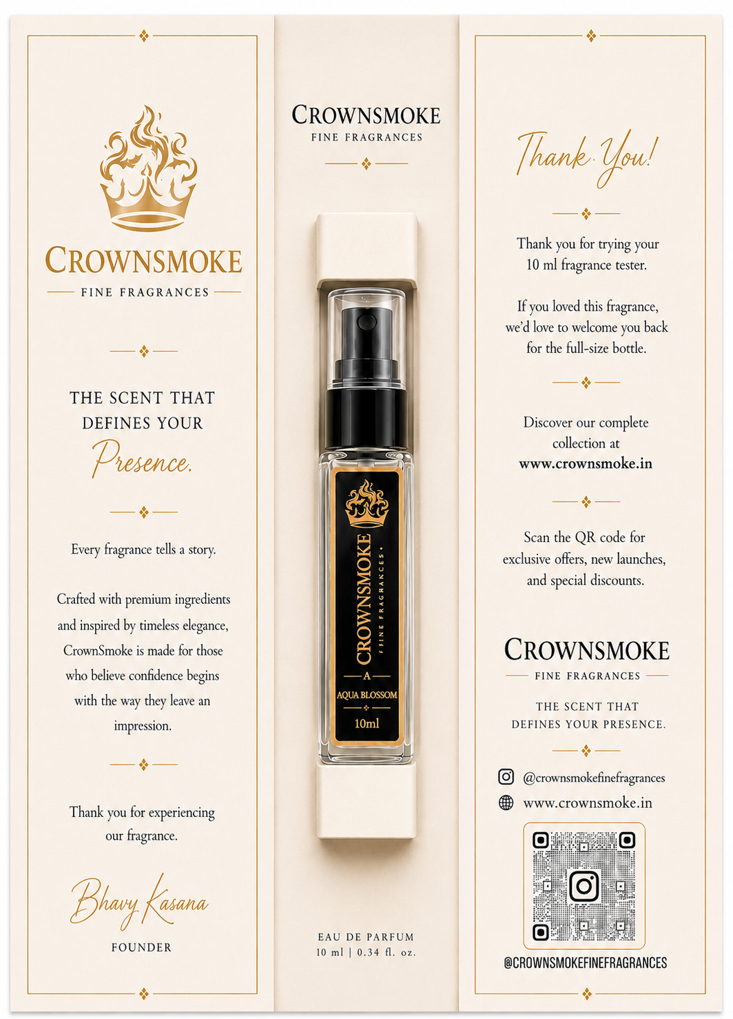 CrownSmoke Aqua Blossom 10ml Perfume Tester | Floral Fresh Eau de Parfum for Women