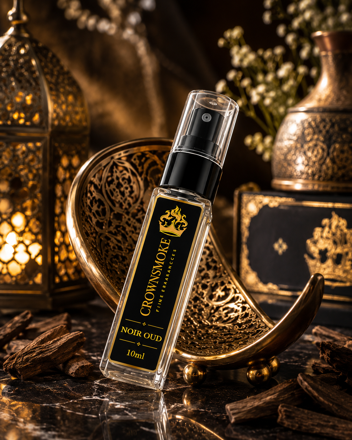 CrownSmoke Noir Oud 10ml Perfume Tester | Luxury Oud Extrait de Parfum for Men