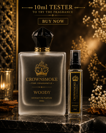 CrownSmoke Woody 10ml Perfume Tester | Luxury Woody & Earthy Extrait de Parfum