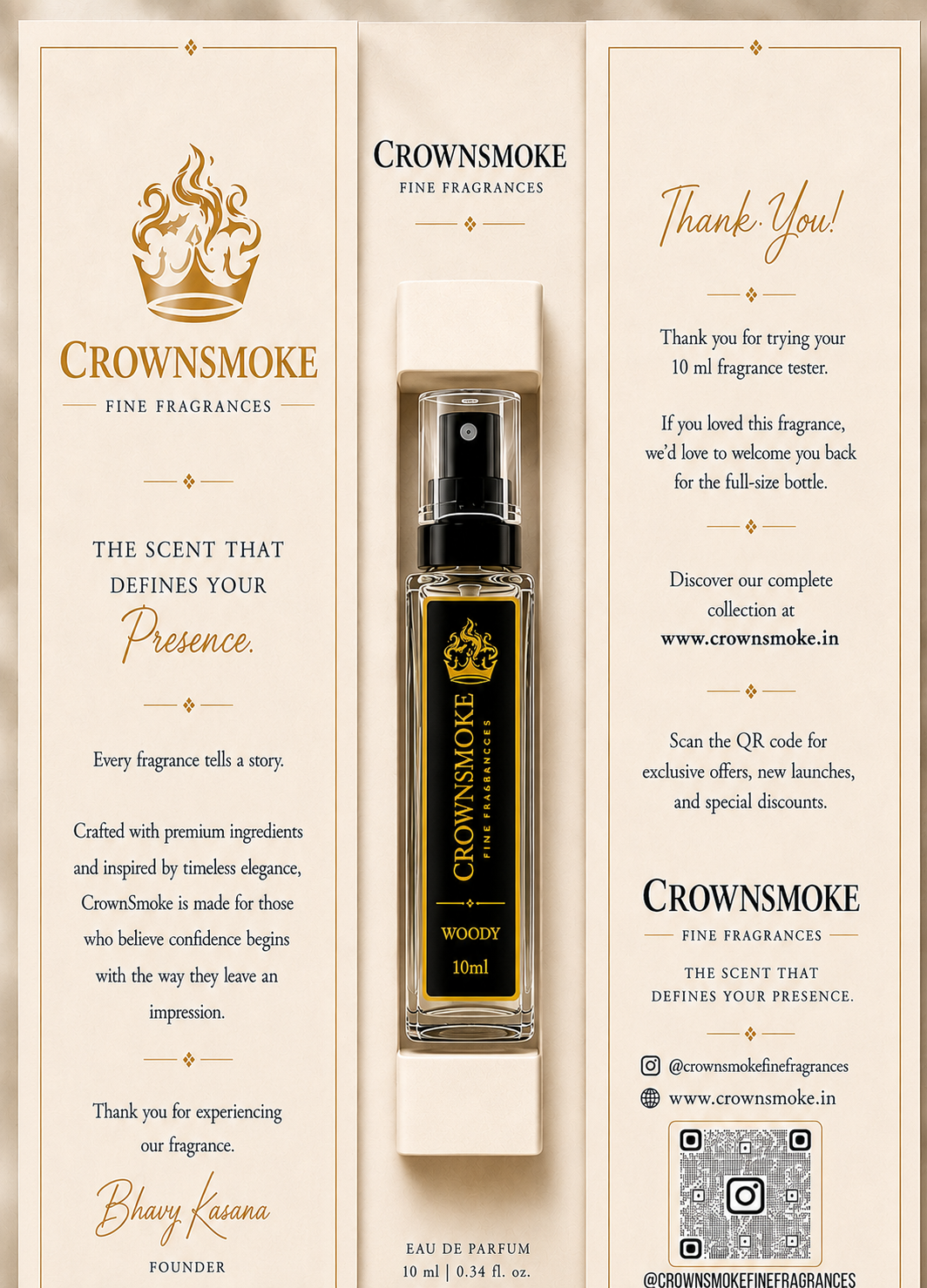 CrownSmoke Woody 10ml Perfume Tester | Luxury Woody & Earthy Extrait de Parfum