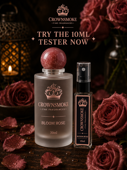CrownSmoke Bloom Rose 10ml Perfume Tester | Long Lasting Rose Floral Eau de Parfum for Women