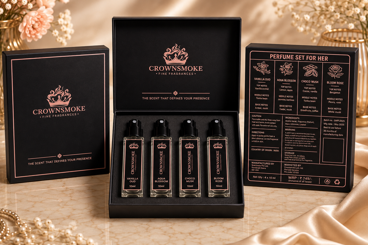 Crownsmoke Fine Fragrances Women's Perfume Discovery Set – 4 Luxury Long Lasting Mini Perfumes (40ml)