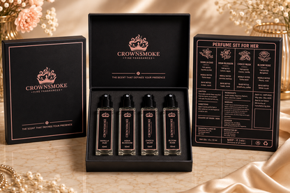 Crownsmoke Fine Fragrances Women's Perfume Discovery Set – 4 Luxury Long Lasting Mini Perfumes (40ml)
