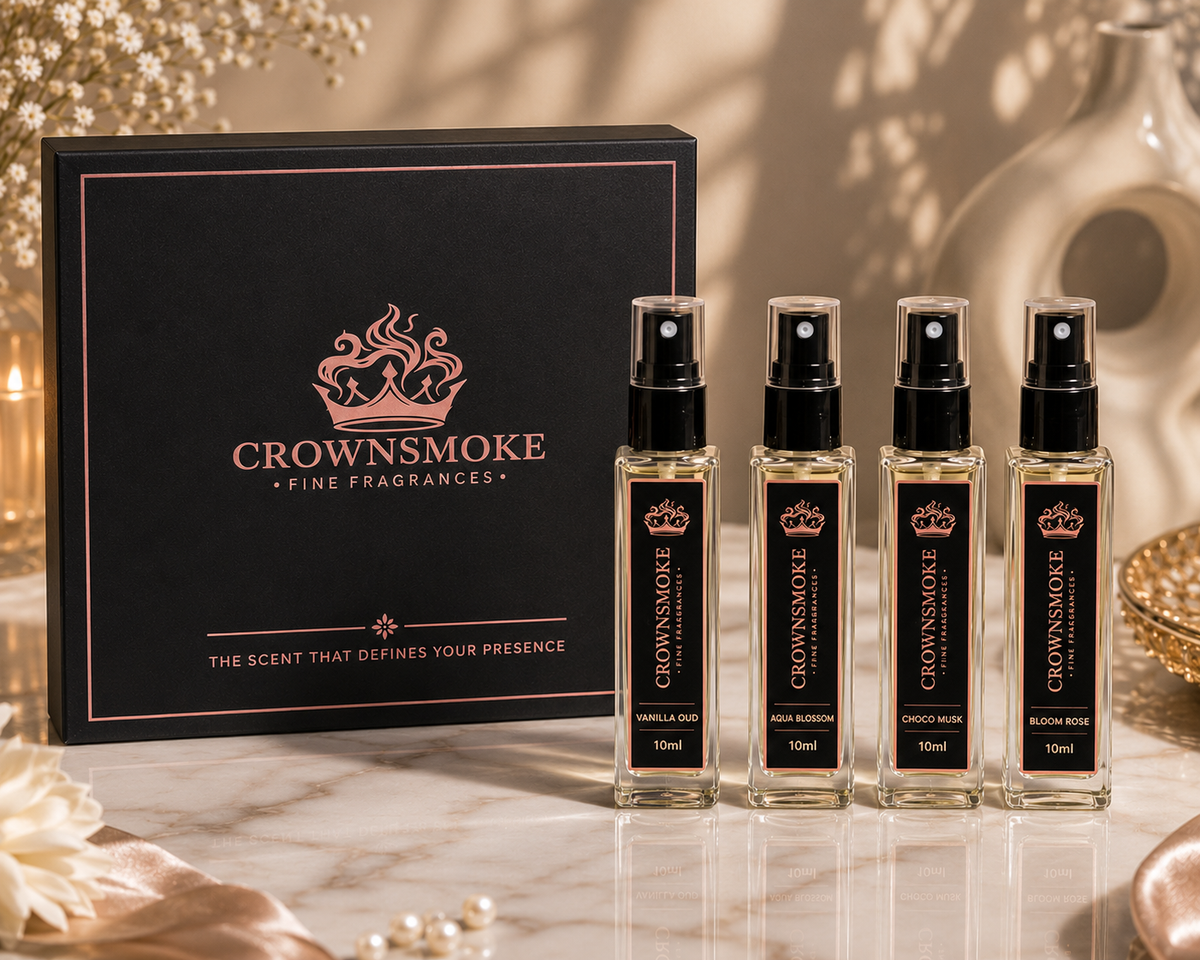 Crownsmoke Fine Fragrances Women's Perfume Discovery Set – 4 Luxury Long Lasting Mini Perfumes (40ml)