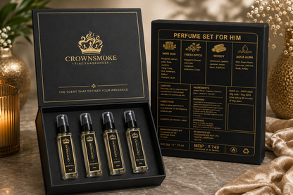 CrownSmoke Men's Signature Perfume Discovery Set | 4 Premium Long Lasting Fragrances (4 x 10ml)  M