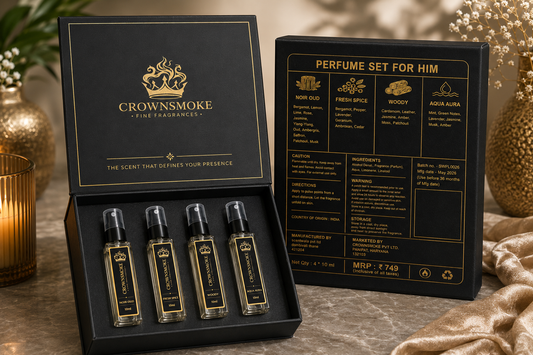 CrownSmoke Men's Signature Perfume Discovery Set | 4 Premium Long Lasting Fragrances (4 x 10ml)  M