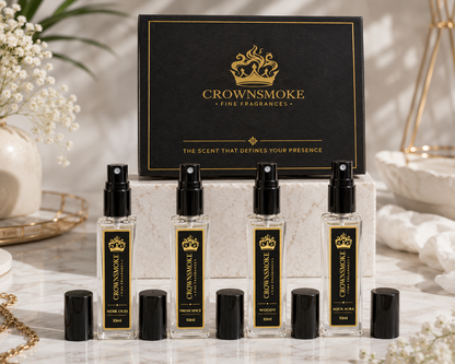 CrownSmoke Men's Signature Perfume Discovery Set | 4 Premium Long Lasting Fragrances (4 x 10ml)  M