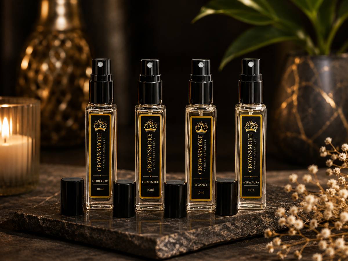 CrownSmoke Men's Signature Perfume Discovery Set | 4 Premium Long Lasting Fragrances (4 x 10ml)  M