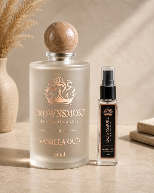 CrownSmoke Vanilla Oud 10ml Perfume Tester | Long Lasting Vanilla Oud Eau de Parfum for Men & Women | Travel Size Mini Perfume