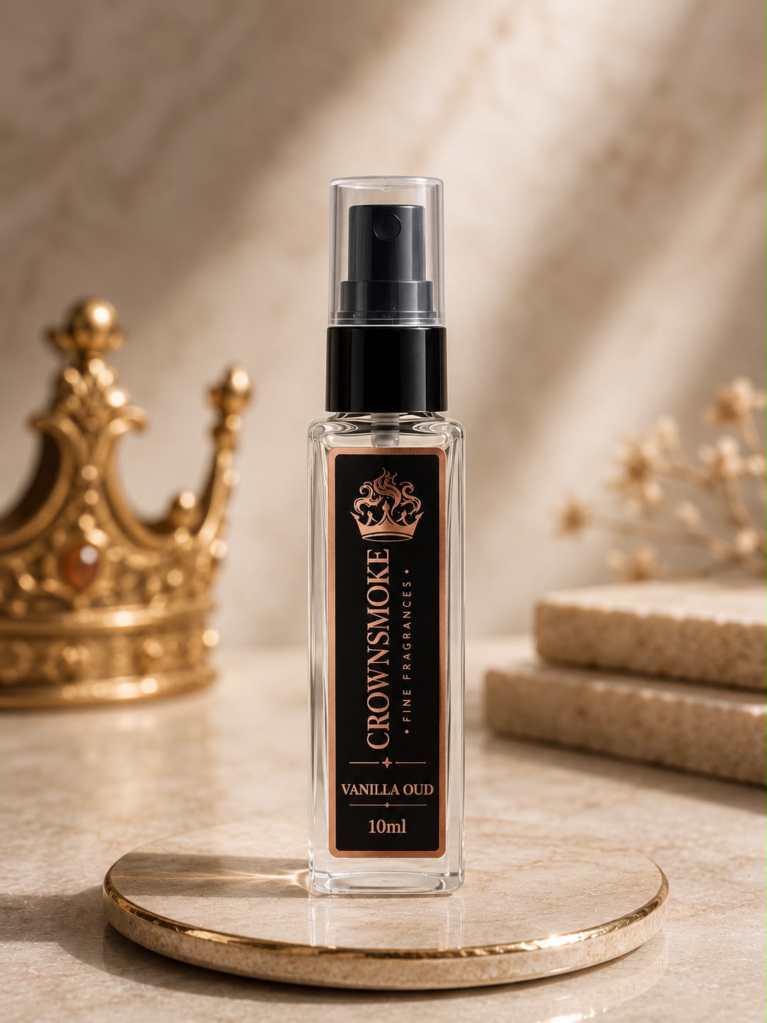 CrownSmoke Vanilla Oud 10ml Perfume Tester | Long Lasting Vanilla Oud Eau de Parfum for Men & Women | Travel Size Mini Perfume
