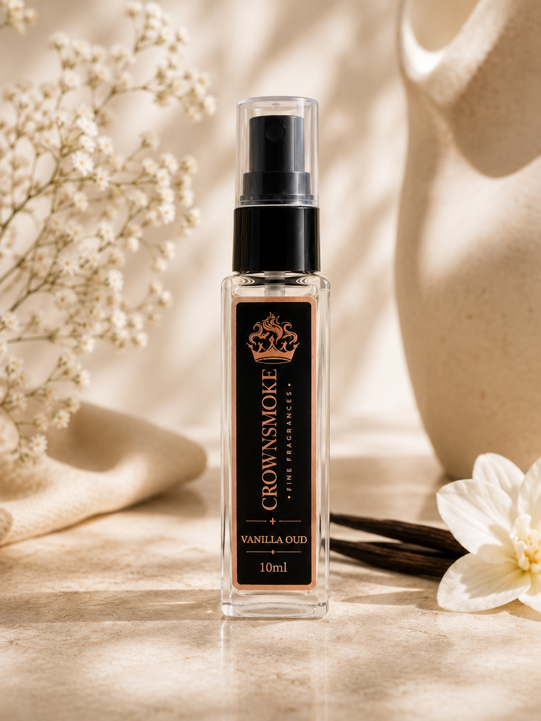 CrownSmoke Vanilla Oud 10ml Perfume Tester | Long Lasting Vanilla Oud Eau de Parfum for Men & Women | Travel Size Mini Perfume